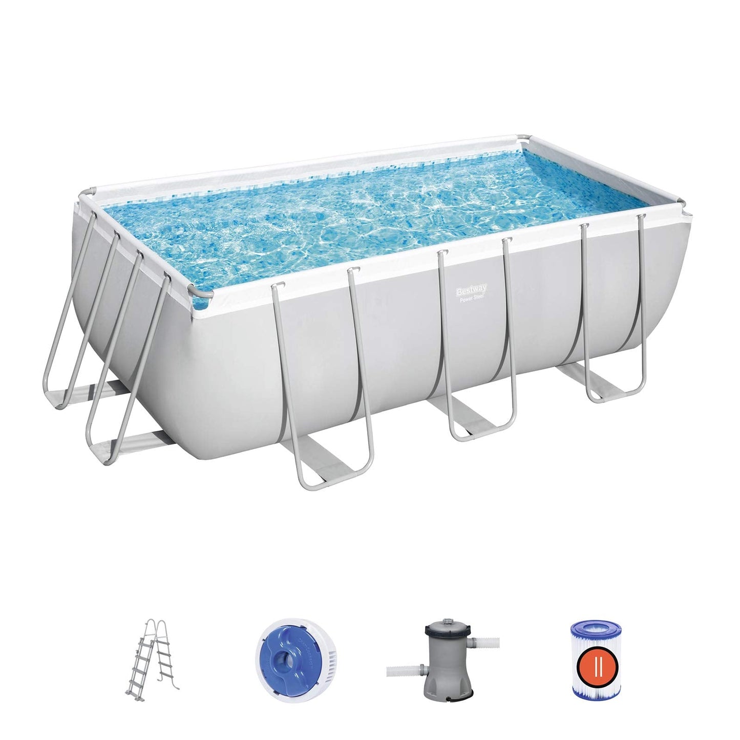 Bestway Power Steel 56456-3 Pool-Set, rechteckig, 412 x 201 x 122 cm